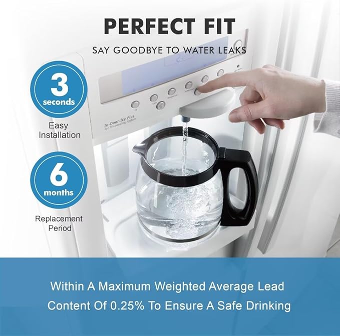 WF3CB Refrigerator Water Filter, Replacement for Pure Source 3, 706465, 242086201, 242086203, 242294501, 242069601, AP4567491, WF425, 3 Pack (Height 9 inches)