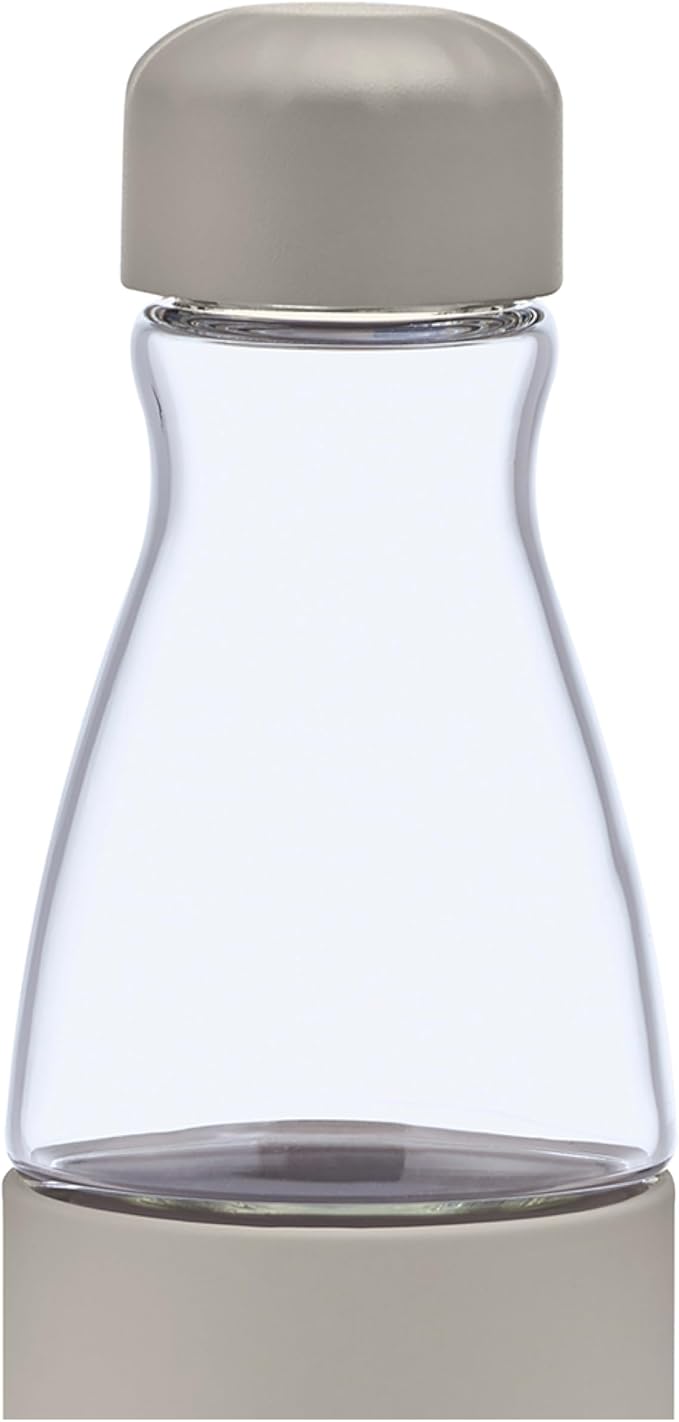 S'well Glass Original Water Bottle, 18oz, Lunar Grey, Borosilicate Glass Bottle With Protective Silicone Sleeve, Zero Plastic, Leakproof, BPA Free
