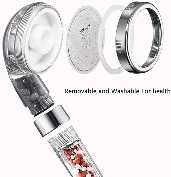 Nosame® Shower Head with Hose, Filter Filtration High Pressure Water Saving 3 Mode Function Spray Handheld Showerheads for Dry Skin & Hair