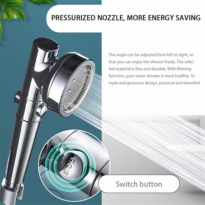 Filtered Shower Head with Handheld,High Pressure 5 Spray Mode Showerhead Built in Power Wash with Hose and 15 Stage Hard Water Shower Filter for Remove Chlorine and Harmful Substances,B