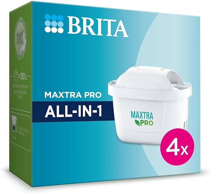 BRITA MAXTRA PRO Pure Performance Water Filter Cartridge - 4 Pack - Original BRITA Refill reducing impurities, Chlorine, PFAS, pesticides and limescale for tap Water with Better Taste