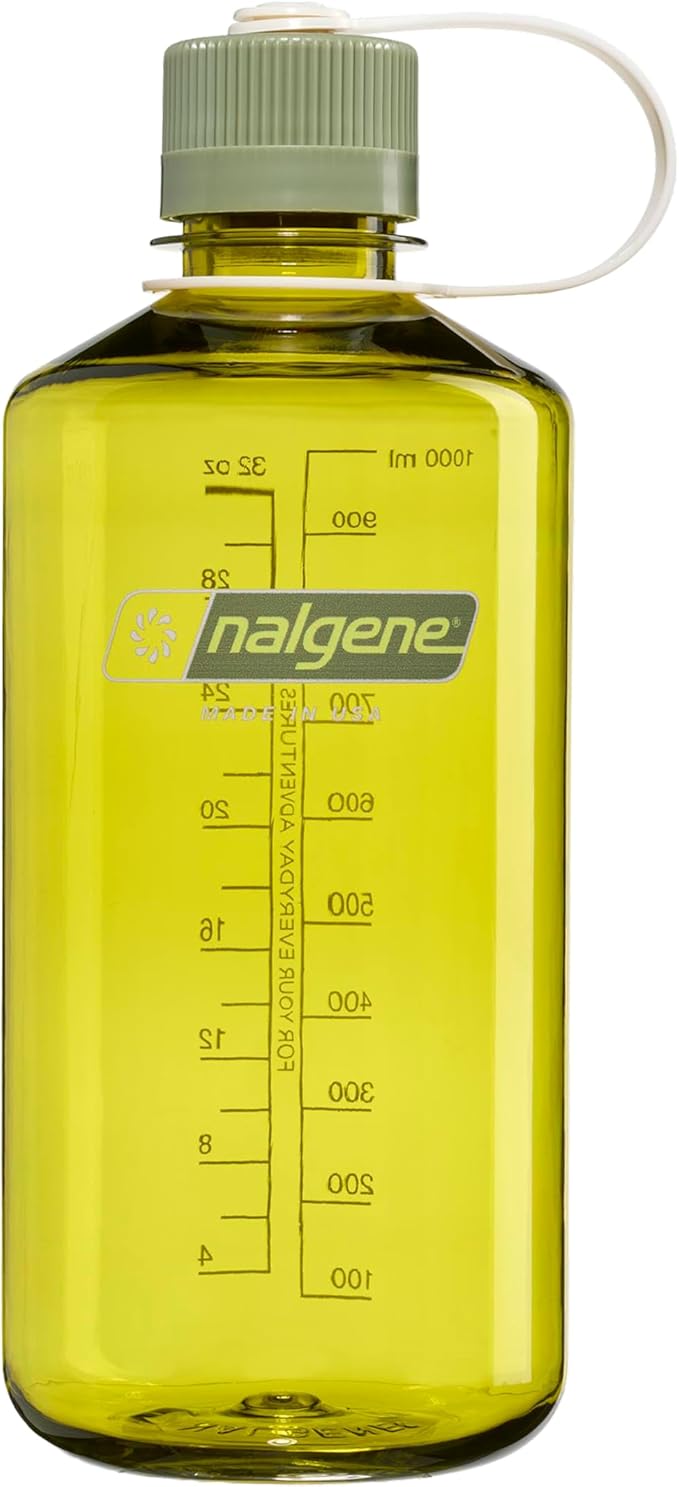 Nalgene 32 oz Narrow Mouth Water Bottle | BPA-Free, Durable & Leak Proof, Lightweight for Gym & Office – Thrill & Motion, Endive w/Oil Green