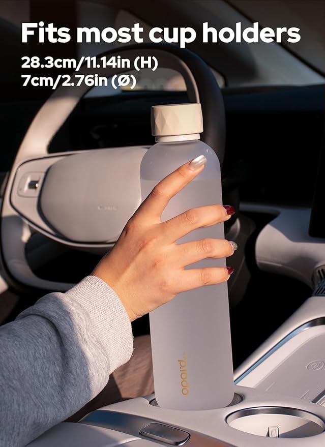 Opard Slim Pro Water Bottle 32oz, Plastic Water Bottle BPA-Free, Facetted Rubberized Grip-Texture Monocap, Leakproof Screw Top, Cream White, Reusable for Travel School Sport Gym Hiking