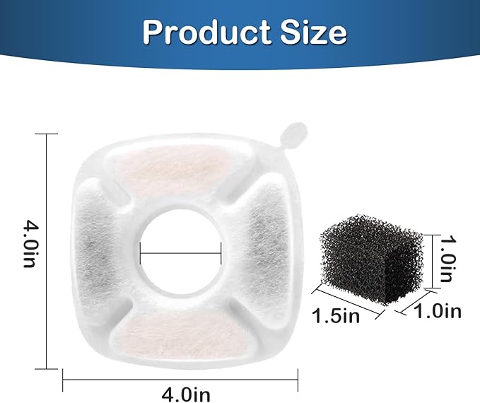 cat water fountain filter,Cat Fountain Filter Replacement Filters Compatible with Veken 95oz/2.8L Pet Fountain,16 Pet Fountain Filters Replacement and 16 Sponges