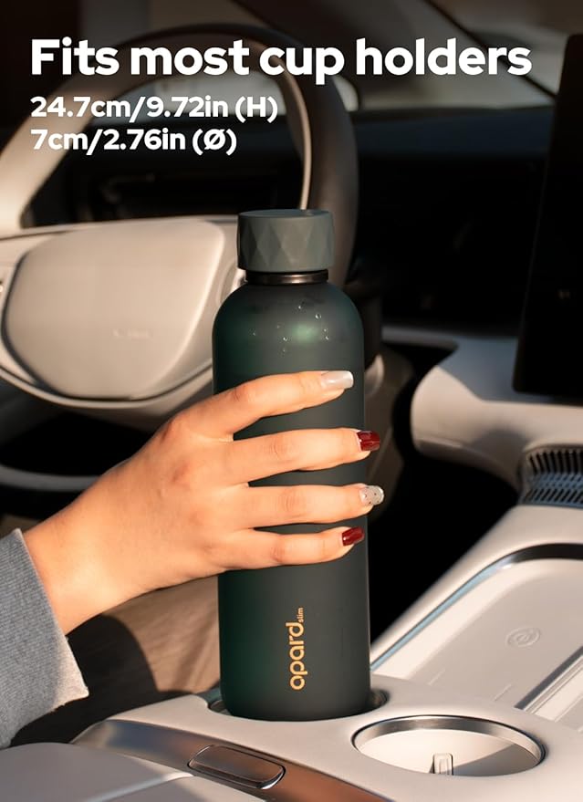 Opard Slim Pro Water Bottle 27oz, Plastic Water Bottle BPA-Free, Facetted Rubberized Grip-Texture Monocap, Leakproof Screw Top, Forest Green, Reusable for Travel School Sport Gym Hiking