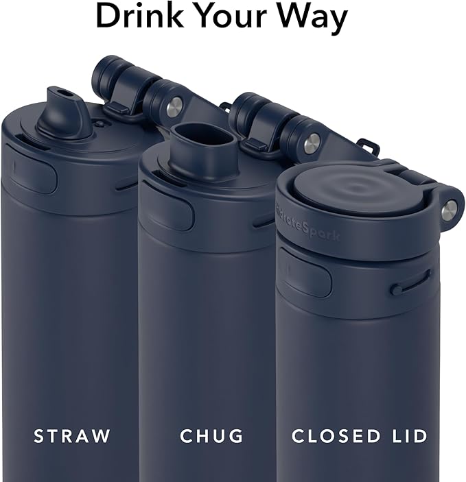 HidrateSpark PRO 2 21 oz Straw – Smart Hydration Bottle with Clinically Accurate Water Tracking & Extended Battery Life – Syncs with Apple Health, Fitbit, Smart Rings & Watches - Navy