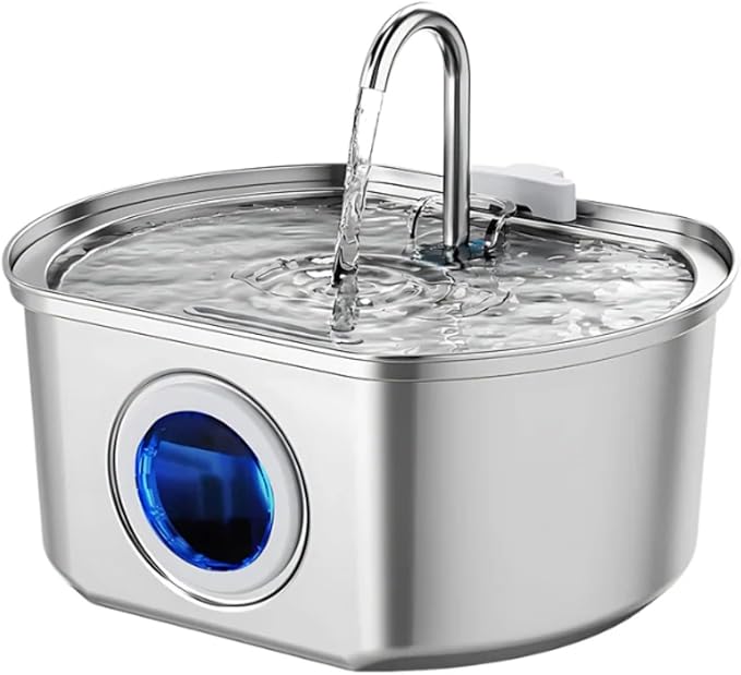 Pawirra Stainless Steel Water Fountain Original, Quiet Pet Fountain with Filter, Floor-Standing Fountains (1 Piece)
