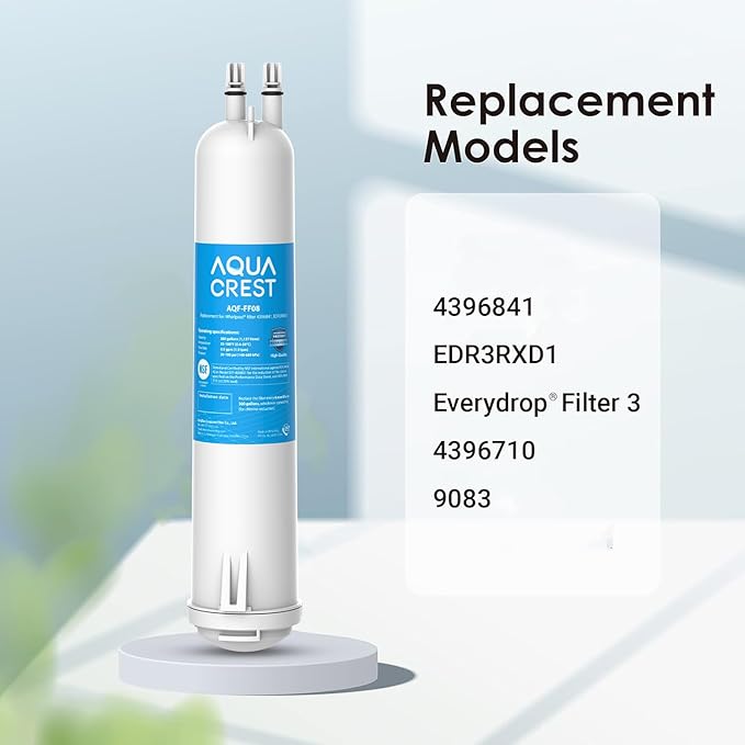 AQUA CREST EDR3RXD1 Replacement for 4396841, Everydrop® Filter 3, 4396710, Kenmore® 46-9083, 46-9030, Refrigerator Water Filter, 1 Filter