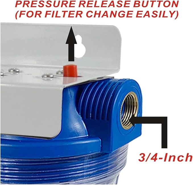 1PCS Whole House Water Filtration System with Sediment,Carbon Block, 3/4" Inlet&Outlet -Transparent