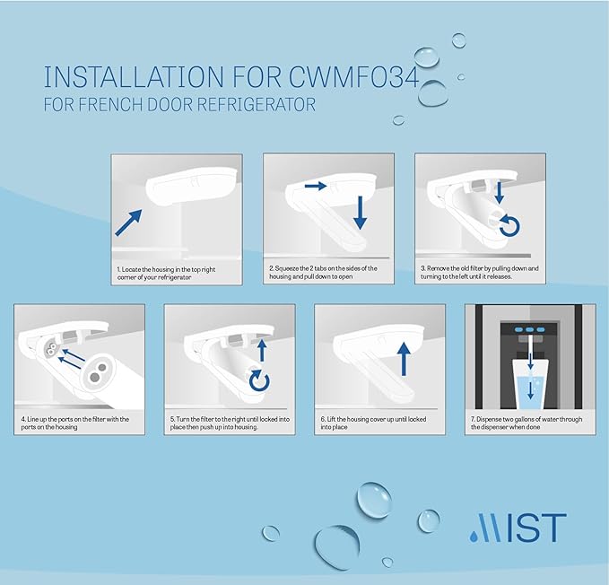 Mist XWF Water Filter Replacement for GE, Refrigerator Water Filter compatible with GWE19JSLSS, WR17X30702, GBE21, GDE21, GDE25, GFE24 (Not XWFE) GE XWF (3 pack)
