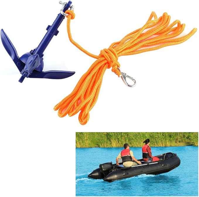 4 Tine Ship Anchor Boat Marine Folding Anchoring Kit 4‑Tine Anchor Rope Hook Watercraft Acc for Boats Kayak Canoe Sailboat