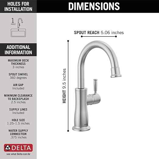 Delta Faucet Clarifi Under Sink Reverse Osmosis Water Filter System with Arctic Stainless Traditional Beverage Dispenser Faucet (Pack of 1)