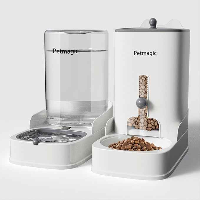 Gravity cat Feeder by Petmagic is a 3.6L Large-Capacity cat Food and Water Bowl Set. This Two-Piece Set is Suitable for pet Feeding, Including Small and Medium-Sized Dogs, Kittens.