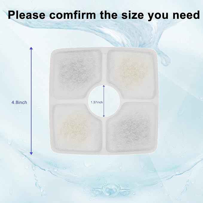 Cat Water Fountain Filters, Cirfifth Cat Fountain Filter Replacement, for Square Cat Water Fountain Inside (12 Pack) - AquaVibe