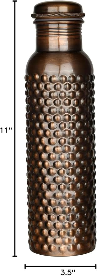 Printed Copper Water Bottle - Leak Proof Ayurvedic Drinkware Copper Vessel for Sports, Gym, Outdoors, Yoga
