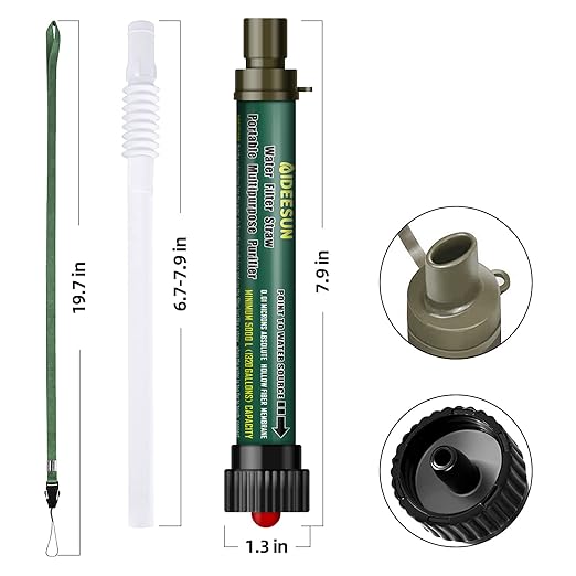 2pcs Portable Water Filter Straw - 5-Stage Filtration for Safe and Clean Drinking Water During Camping and Hiking