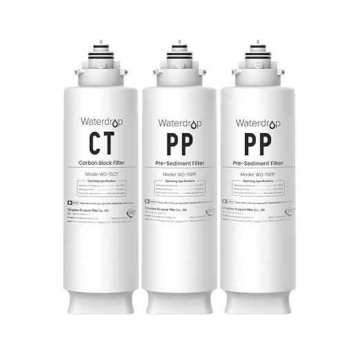 Waterdrop Undersink Replacement Water Filter, 2PP+CT, Replacement for TSU-W, TSC 3-Stage Under Sink Water Filter System