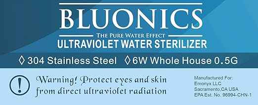 Bluonics Ultraviolet Reverse Osmosis 100GPD Water Filter System for Drinking Water with 6W Under Sink UV - 6 Stage 100GPD RO Filter NSF Certified Membrane and White Housings