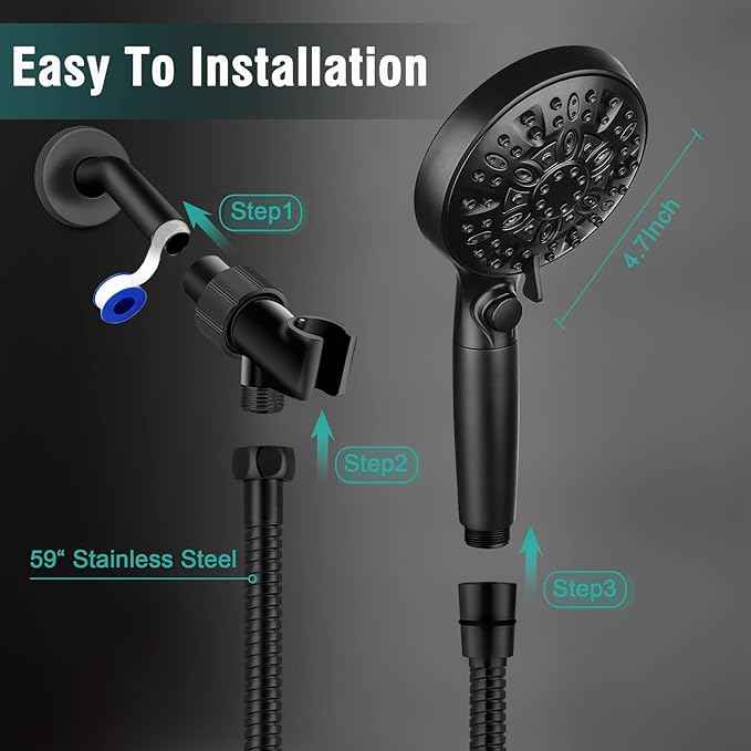 Filtered Shower Head with Handheld, 9 Spray Modes 2.5GPM High Pressure Showerhead with ON OFF Pause Switch, 15 Stage Water Softener Filter for Hard Water Remove Chlorine and Harmful Substances