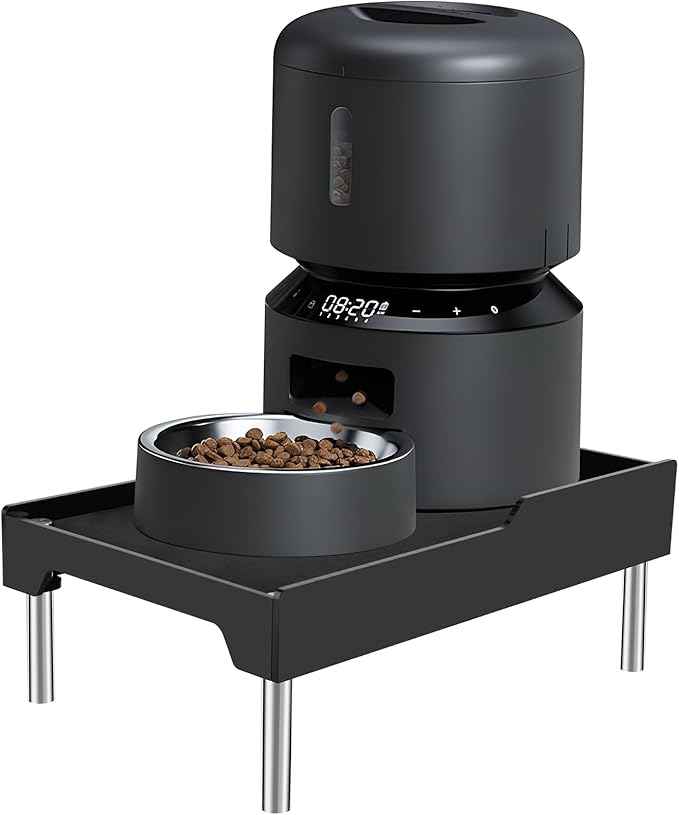 Beautyflier Raised Dog Feeder Stand Elevated Holder for Automatic Cat & Dog Feeders Pet Water Bowl Dispenser Stand Adjustable Fits Small Jugs Holds 5KG, Black (Holder ONLY)