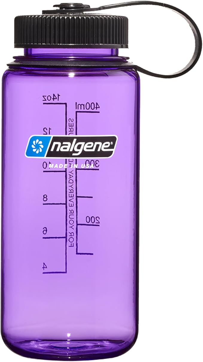 Nalgene 16 oz Wide Mouth Water Bottle | BPA-Free, Durable & Leak Proof, Lightweight Travel Bottle, Fits In Cupholders, Purple