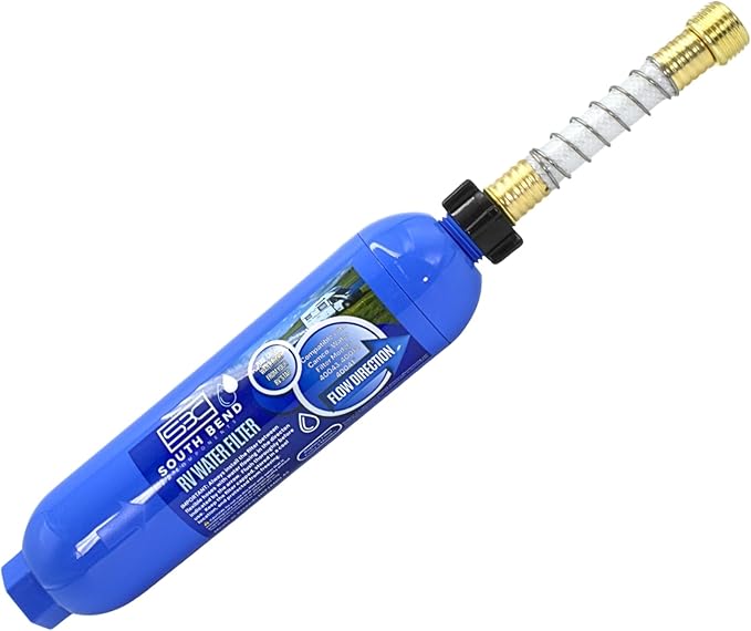 South Bend Components Reverse Osmosis (RO) Camper/RV/Boat/Yacht Water Inline Filter- NSF Certified! Includes ¾” Flexible Hose Protector, Compatible with Camco Water Filter, 40043, 40013, 4004(10-Pack)