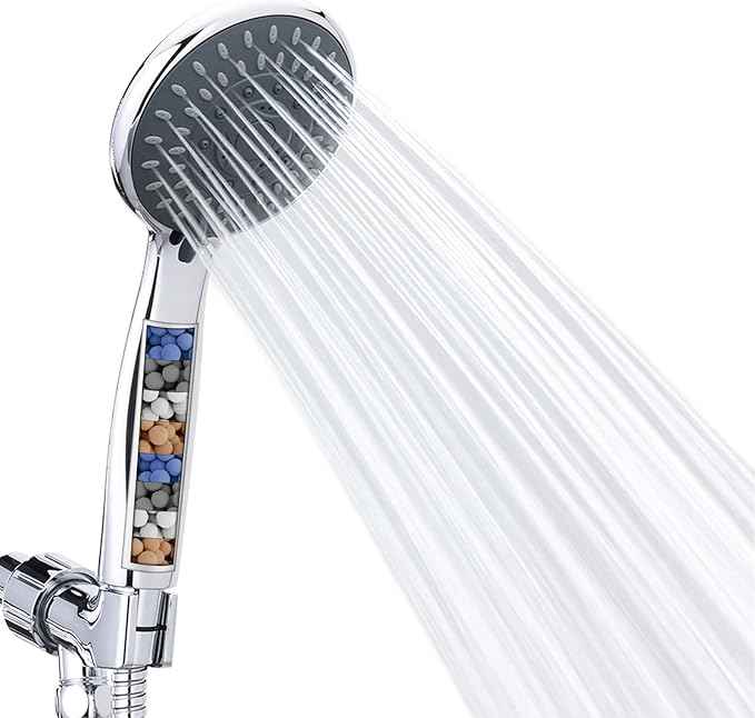 Briout Filtered Shower Head with Handheld, High Pressure 5 Spray Mode Showerhead with Hose Bracket Filter for Hard Water