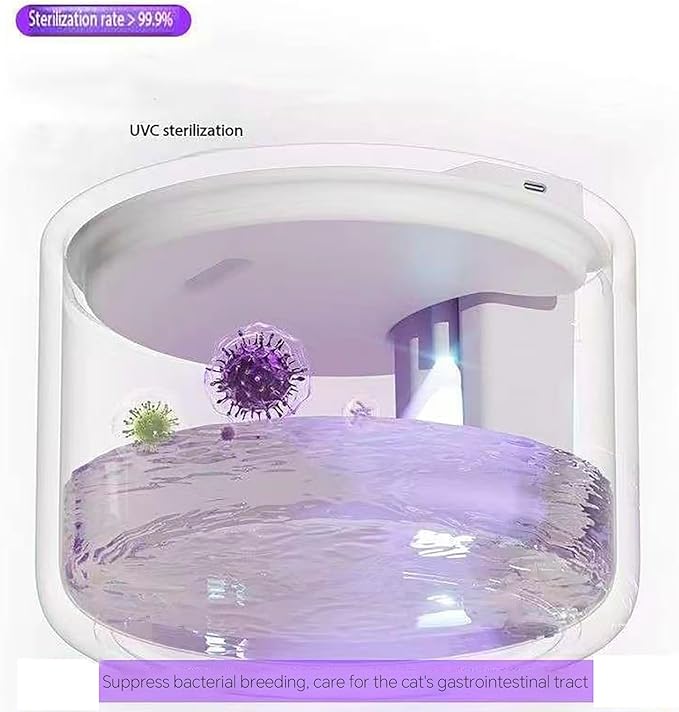 Cordless Ceramic Cat Water Fountain: 101.45oz/3L Automatic Super Silent Intelligent Sensor Pet Drinking Dispenser with 5000mAh Battery Dog Water Bowl Dispenser with 7 Replacement Filters(White UVC)