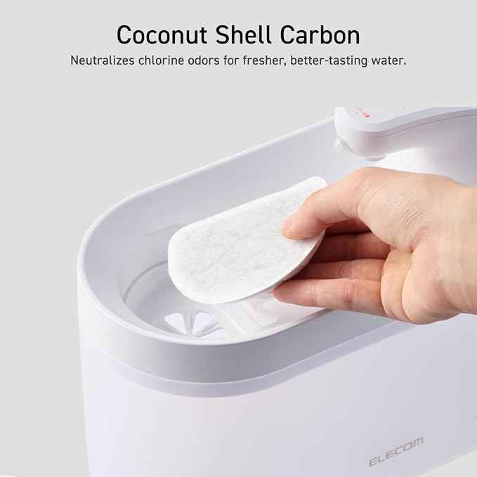ELECOM Replacement Softening Filters (5-Pack) for Silent Aqua Cordless Automatic Pet Water Fountain, Compatible with PET-WD03WH