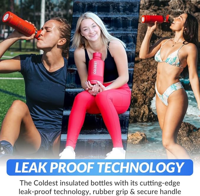 Coldest Insulated Water Bottle with Straw Lid - Stainless Steel Metal Insulated Bottle for Men & Women (Purple Ombré Glitter, 32 oz)