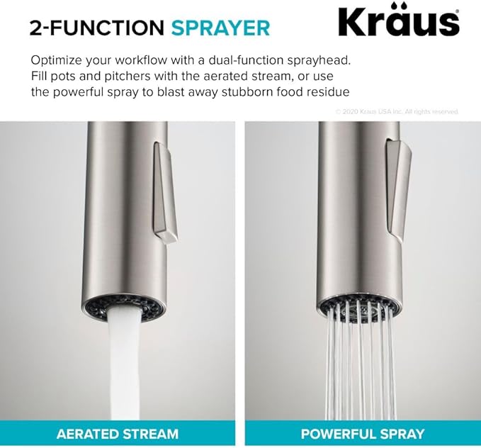 KRAUS Oletto High-Arc Single Handle Pull-Down Kitchen Faucet in Spot Free Stainless Steel, KPF-2821SFS