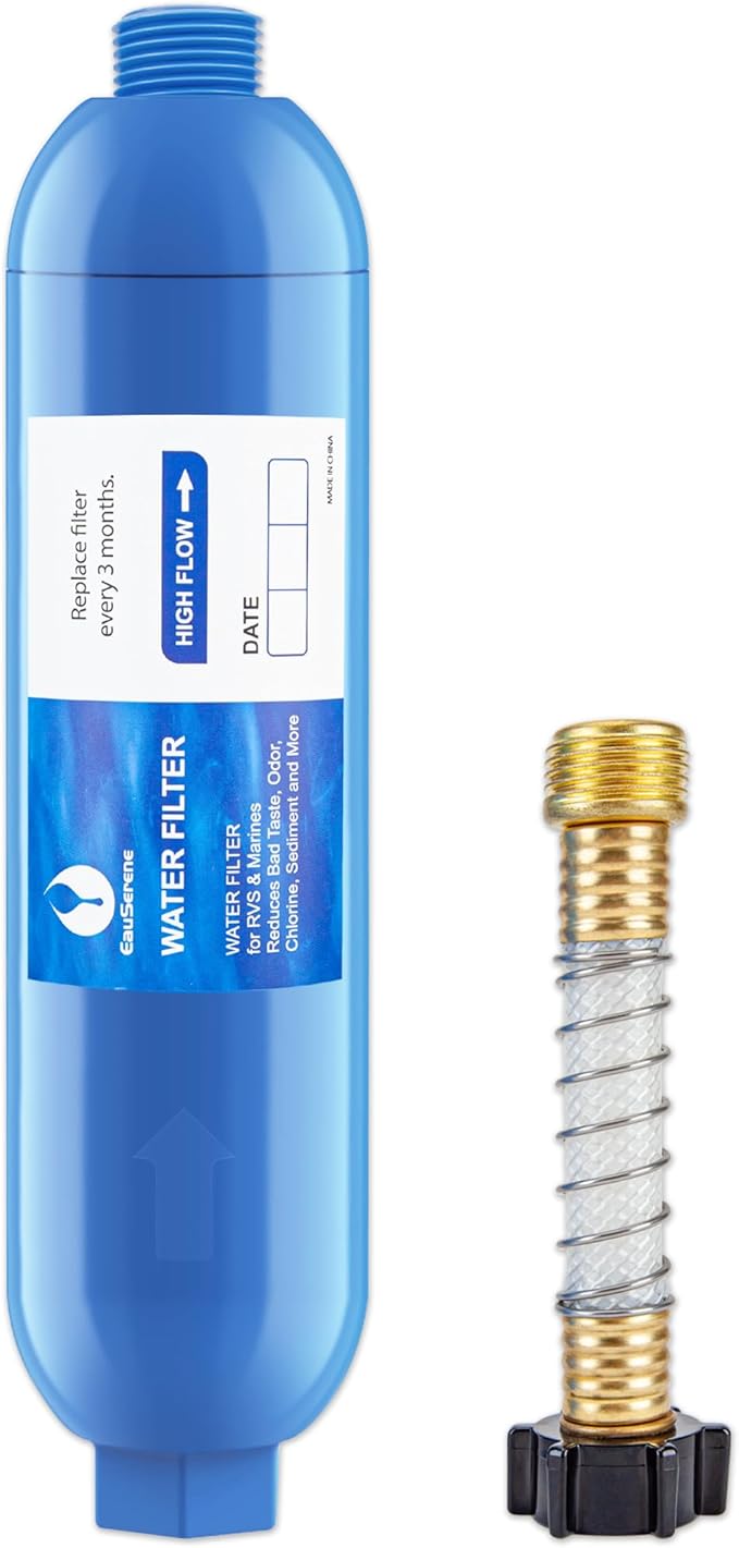 RV Water Filter Kit - 1pcs Filter & 1pcs Hose - Reduces Bad Taste, Odor, Chlorine, Sediment