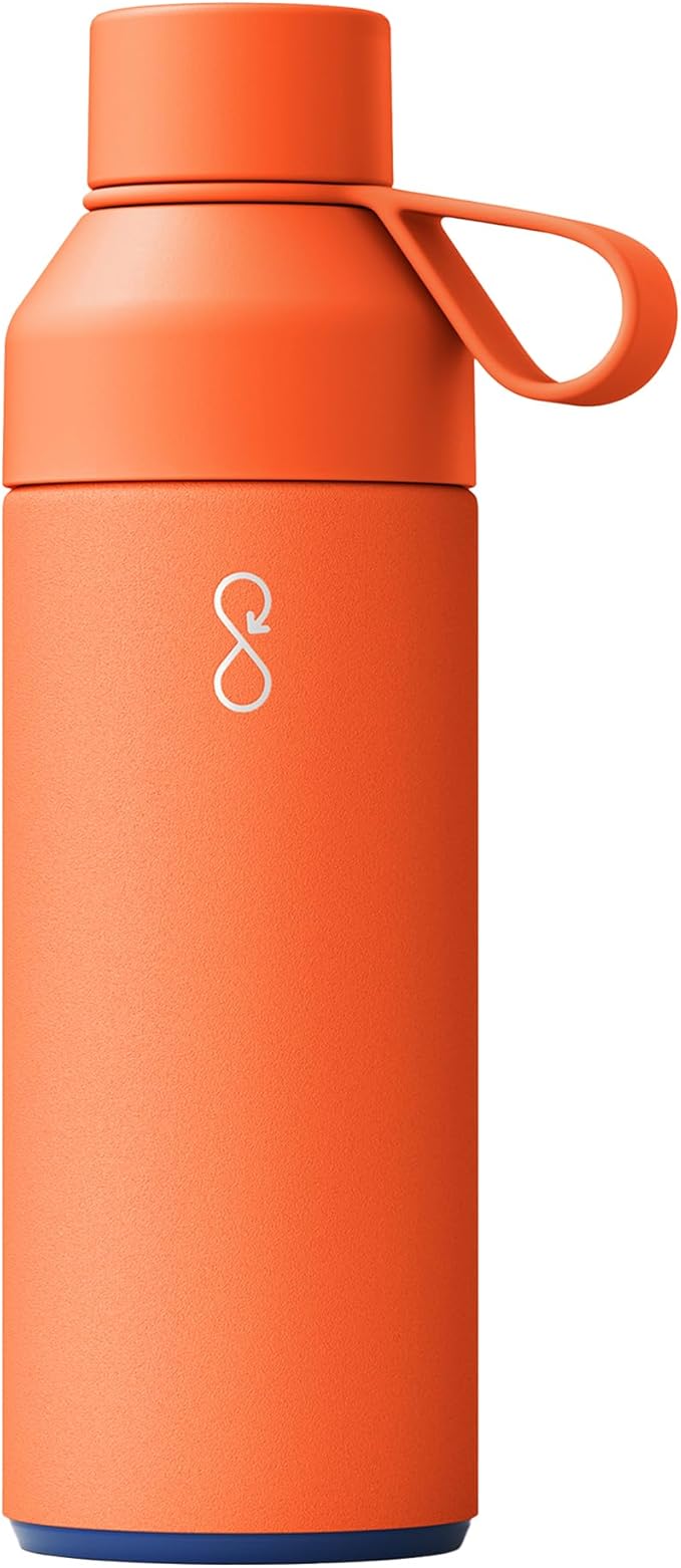 Ocean Bottle Big 34 oz | Stainless Steel Water Bottle | Reusable & Sustainable | Keeps Drinks Cold & Hot | Eco Friendly Gift (Sun Orange)
