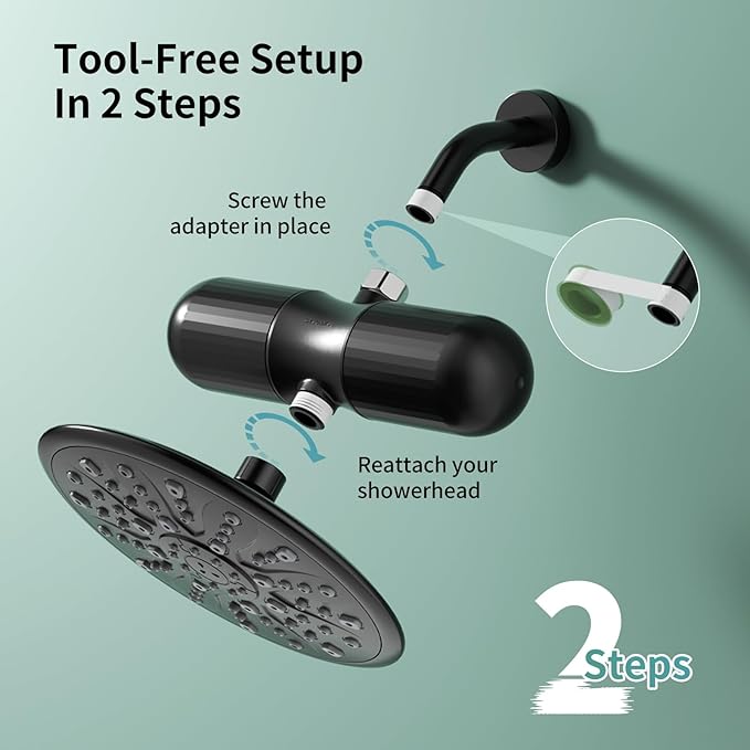 SR SUN RISE Duo Shower Filter – NSF Certified Shower Filter for Chlorine Reduction, Lead-Free, Easy Installation, High Flow, Nourish Hair & Skin, Matte Black
