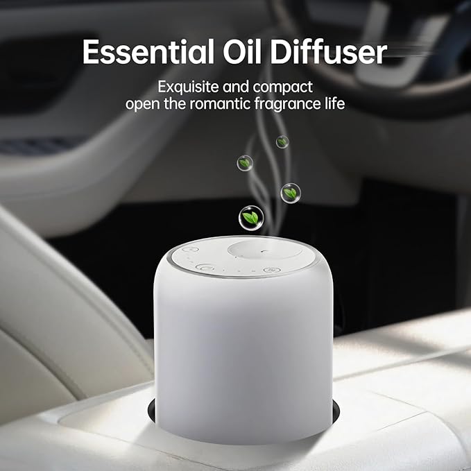 Waterless Essential Oil Diffuser - 120ml Portable Aroma Diffuser for Home Office Car, Ultra-Quiet Cordless Scent Diffuser with 3 Modes, Long-Lasting Fragrance (White)