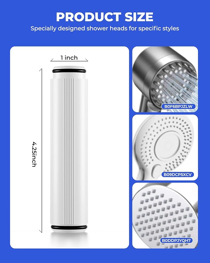 4 Pack Shower Head Filter Replacement Compatible with Feellso Handheld Shower Head, Hard Water Softener Cartridge, Removes Chlorine and Heavy metals to Improve Skin & Hair