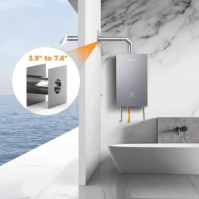 CAMPLUX 3" Horizontal Stainless Steel Vent Pipe Kit with Termination Hood for Gas Tankless Water Heater