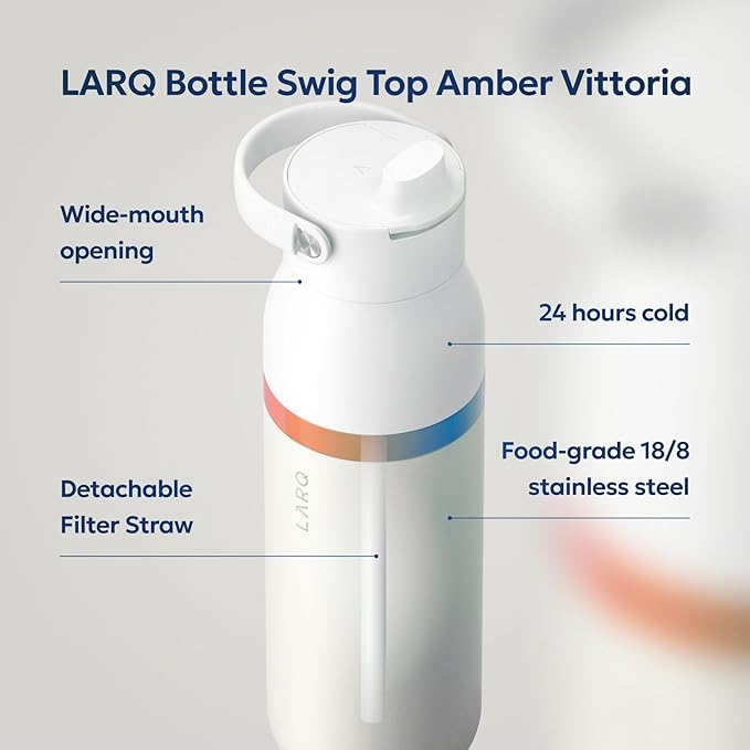 LARQ Bottle Swig Top Amber Vittoria 34 Oz, Granite White