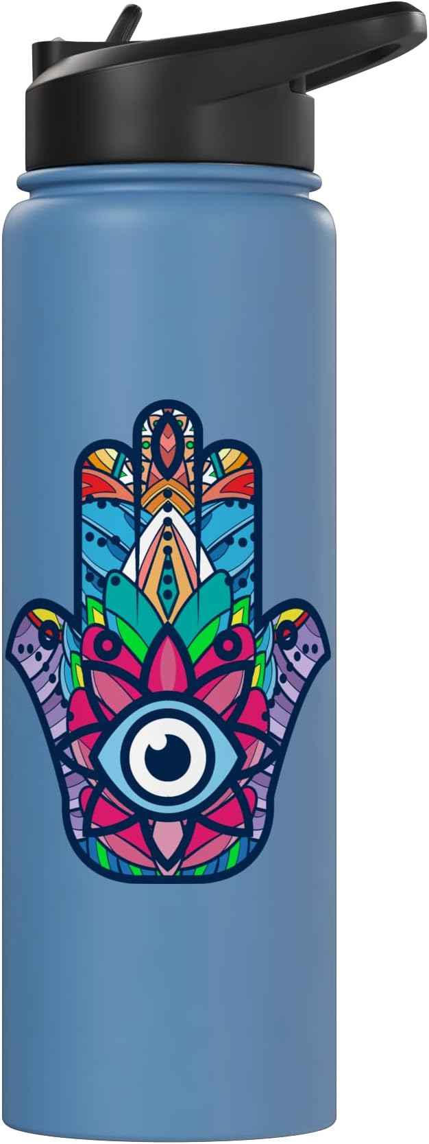 Colorful Nazar Amulet Hamsa Symbol Blue Evil Eye Ornament Stainless Steel Insulated Water Bottle