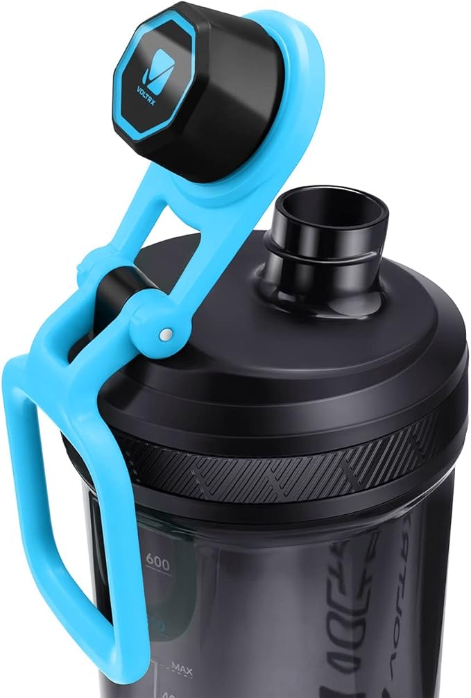 VOLTRX Shaker Bottle, Gallium USB C Rechargeable Electric Protein Shake Mixer, Shaker Cups for Protein Shakes and Meal Replacement Shakes, BPA Free, Made with Tritan, Blue, 27oz