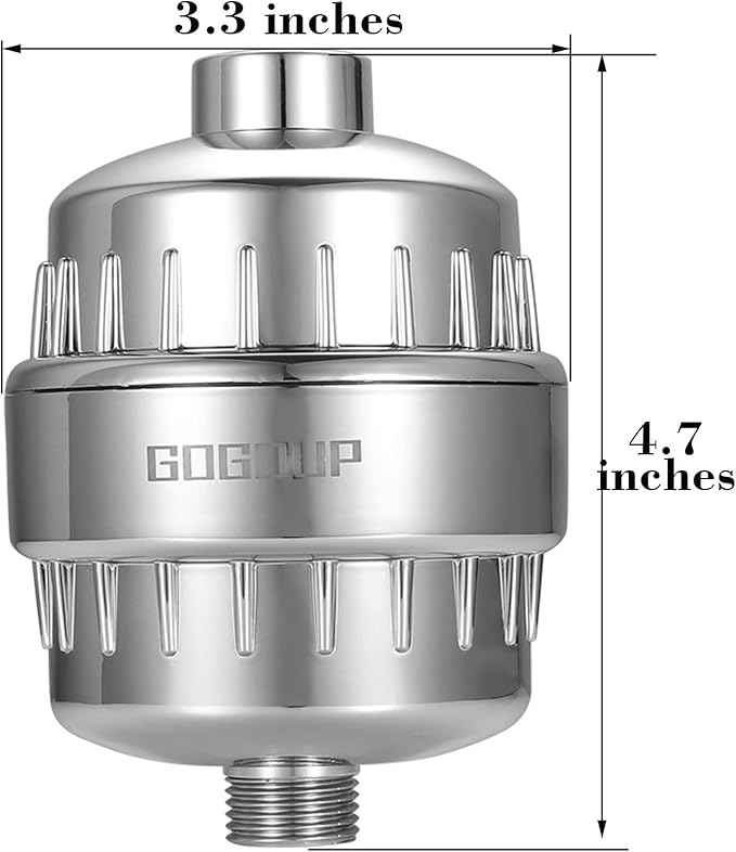 Shower Filter for Hard Water, Built in Replaceable 15 Stage Shower Head Filter Cartridge Universal Transform Itching Eczema & Acne into Glowing Hair Nails & Skin Fast- Chrome