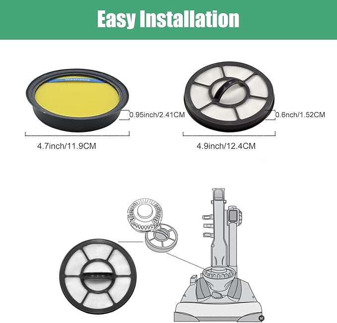 4PCS Washable Filter for Eureka DCF25 & EF7 Fit AS3030AE, AS3033A, AS3101A, AS3104AX, AS3304A Vacuum Cleaner Replacement, Parts 67600 & 68657 - AquaVibe