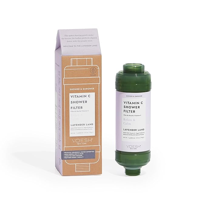 VOESH Vitamin C Shower Filter, Lavender Land, Shower Aromatherapy, Water Purifier, Water Softener, Vegan Probiotics, Spa Shower Head, Water Filter, Shower Self-Care