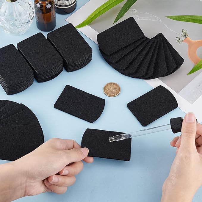 PH PandaHall 50pcs Essential Oil Pads Aroma Pads Unscented Refill Pad Essential Oil Diffuser Pad Replacement Perfume Pads for Room Humidifier Air Purifier Scent Diffuser Black, 2.8x1.8 - AquaVibe