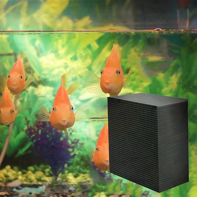 Gigicloud 1PCS Activated Carbon Aquarium Filter, Cube Honeycomb Structure Charcoal Deodorant Fish Tank Water Purifier Activated Charcoal Cubes for Pools Water Purification