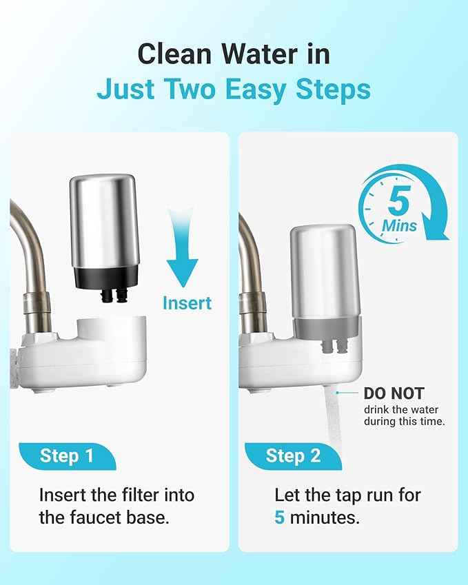 AQUA CREST Faucet Water Filter, Replacement for Brita® Filter, Brita® 36311 On Tap Water Filtration System, FR-200, FF-100, 100 Gallons, Chrome (4 Packs)