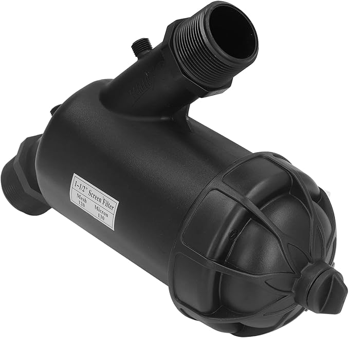 BORDSTRACT Irrigation Filter, G1 1/2 Male Thread Filtration Pump Filter 120 Mesh Drip Filter for Gardening Agriculture and Greenhouse Irrigation