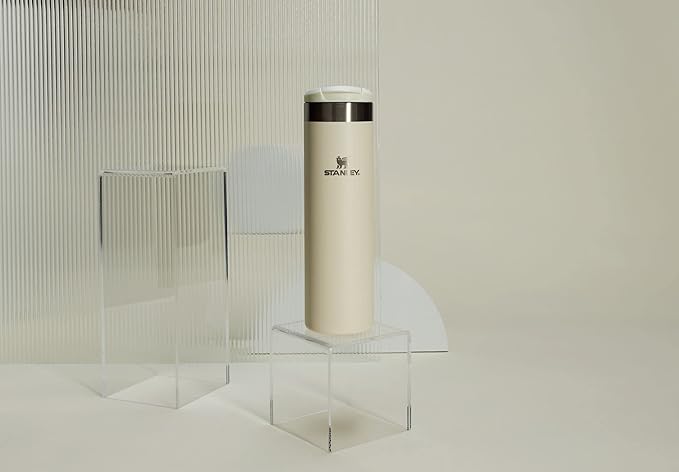 Stanley AeroLight Transit Bottle 20 oz | Locking Drink Through Lid | Leak Resistant Water Bottle or Coffee Travel Mug | Lightweight Insulated Stainless Steel | BPA-Free | Cream Glimmer