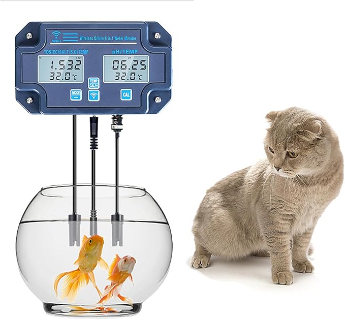 WIKINK Water Quality Tester, 6 in 1 WiFi Smart PH Meter Data Logger Temp TDS Salinity S.G. EC ORP Analyzer with Digital Display, for Hydroponics, Pools, Spa