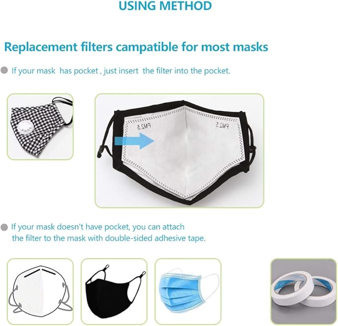 New 3D Cutting PM 2.5 Activated Carbon Filter Insert, 5 Layers Pm 2.5 Filter Replaceable Protective Filter to Anti Haze Dustproof Air Pollution Large Size (36)
